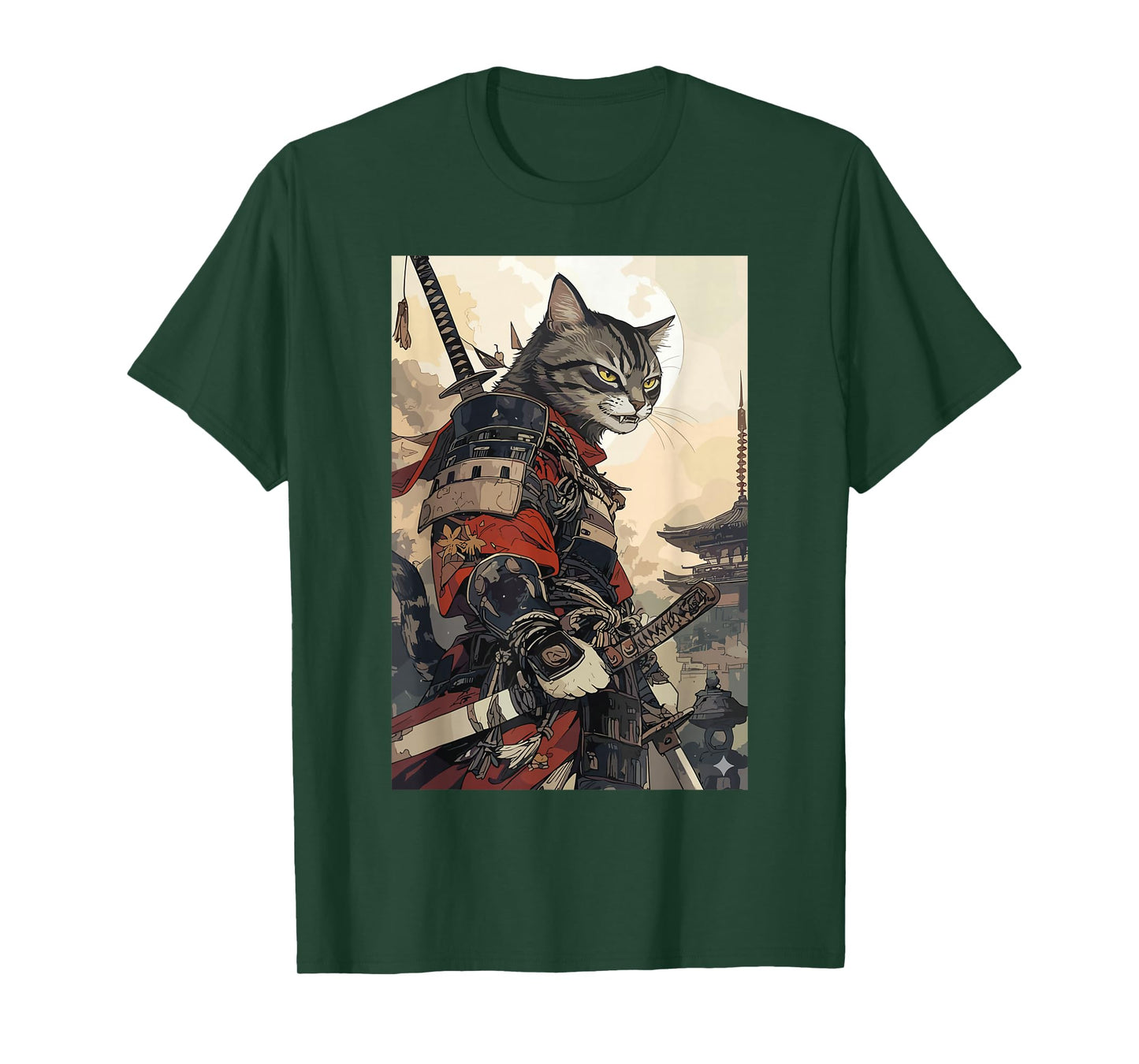 Samurai Cat Shirts for Women Men Vintage Graphic Japanese T-Shirt