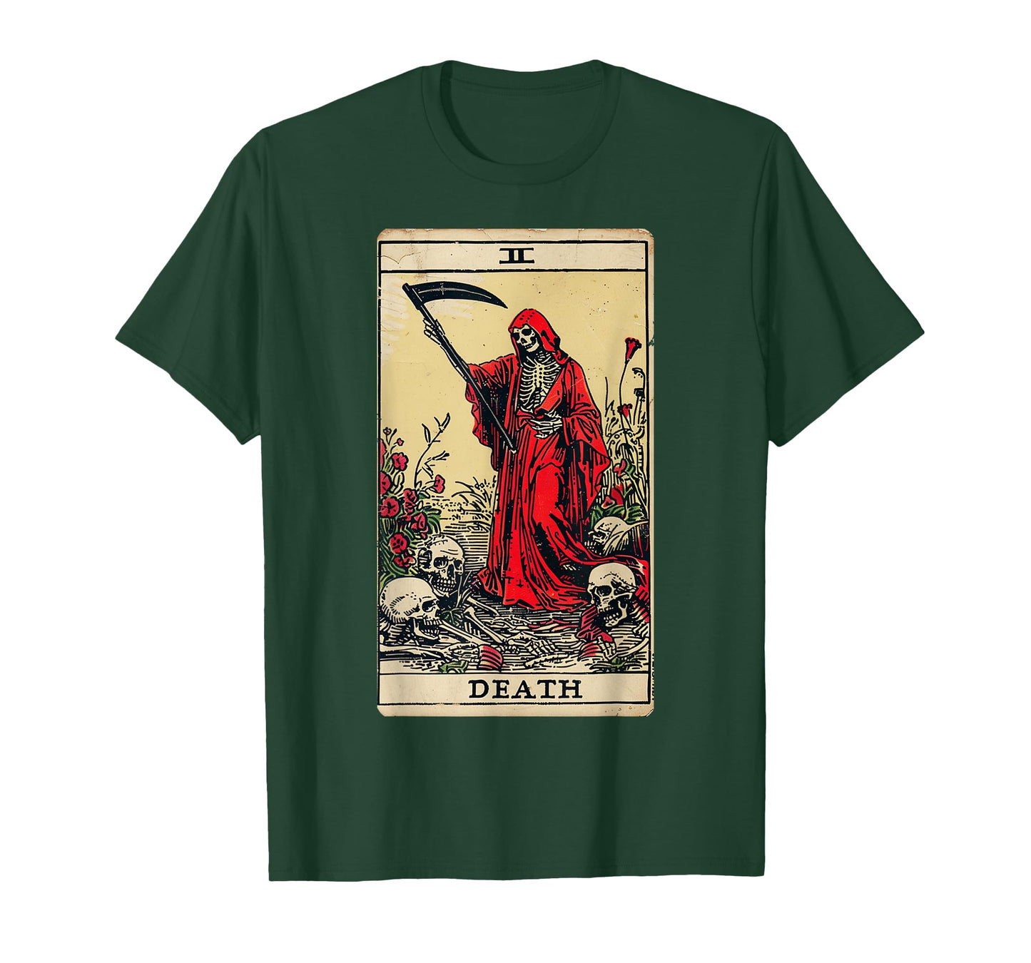 Vintage Death Tarot Card Black Gothic Skull Dead Reaper Grim T-Shirt