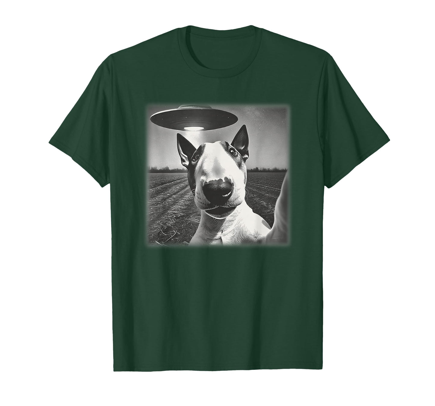 Vintage English Bull Terrier UFO Alien Selfie Dog Mom Dad T-Shirt