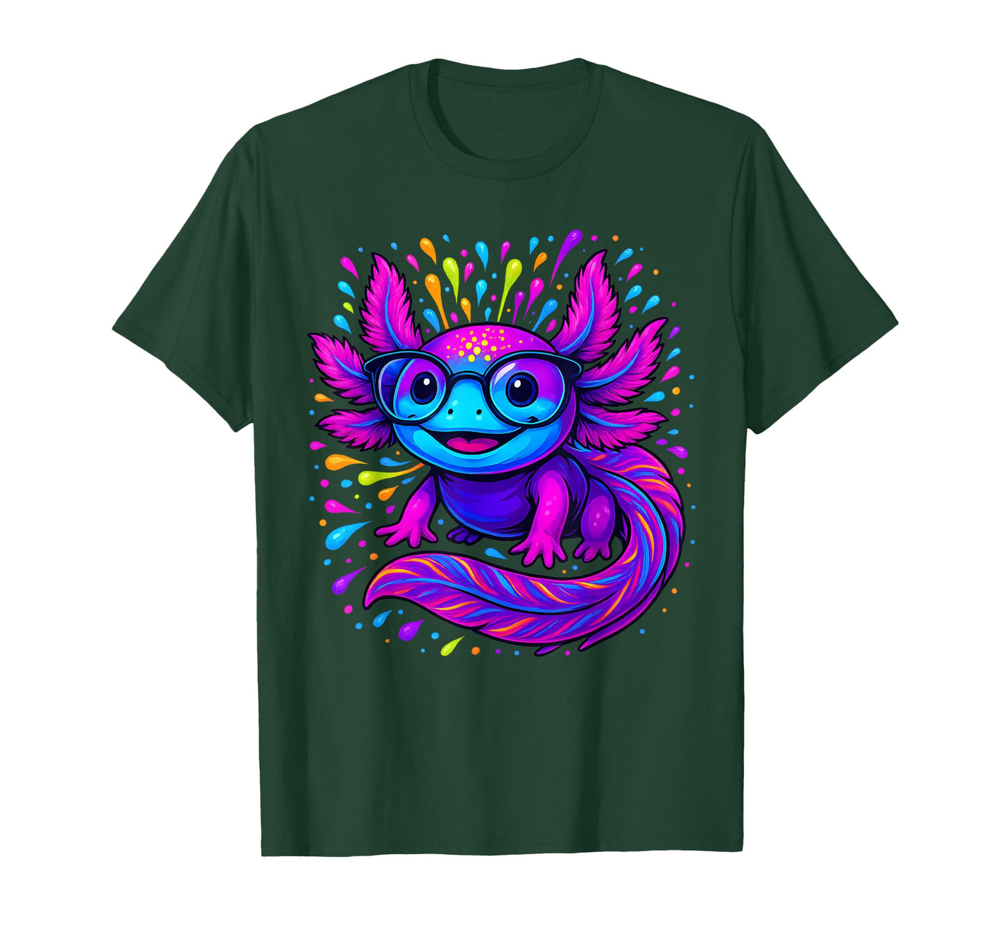 Axolotl Beautiful Colorful Art Axolotl Men Women Kids T-Shirt