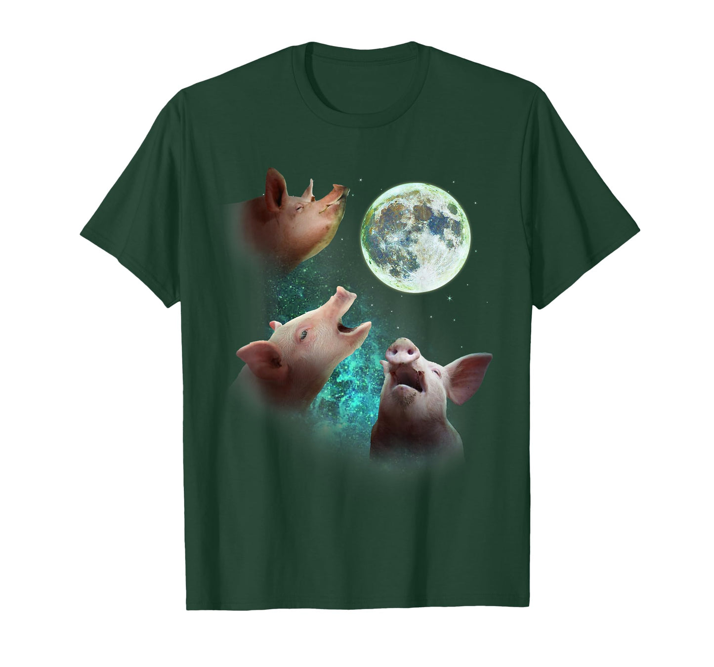 Three Farm Pigs Howl At Moon 3 Wolfs Wolves Funny Parody T-Shirt