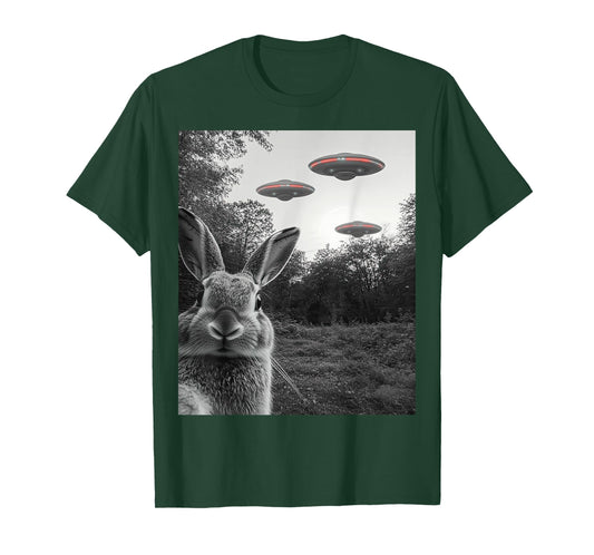 Rabbit Selfie With Alien UFO Men Women Boys Girls Kids T-Shirt