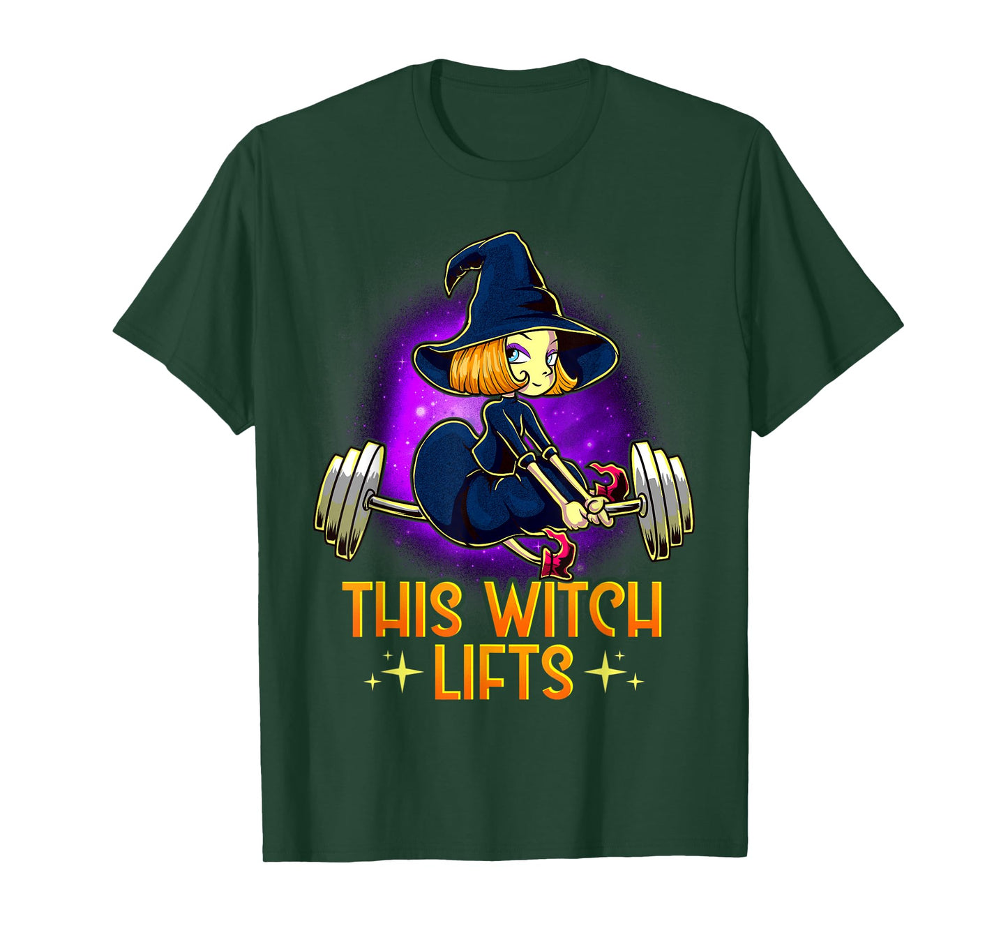 This Witch Lifts Funny Halloween Barbell Fitness Gym Witch T-Shirt