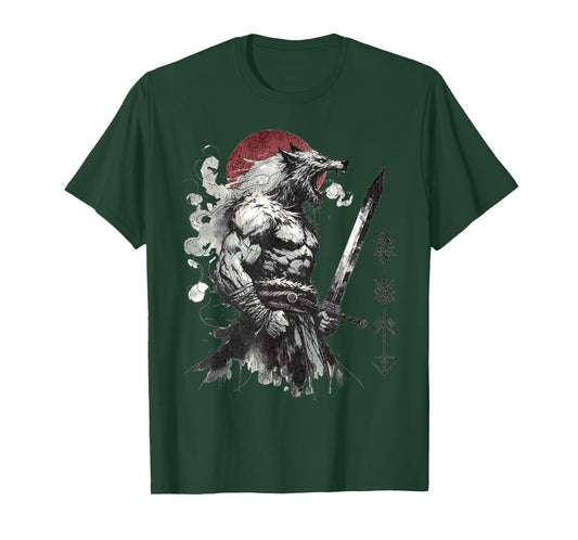 Vintage Mythical Symbols Ancient Alpha Werewolf Warrior T-Shirt