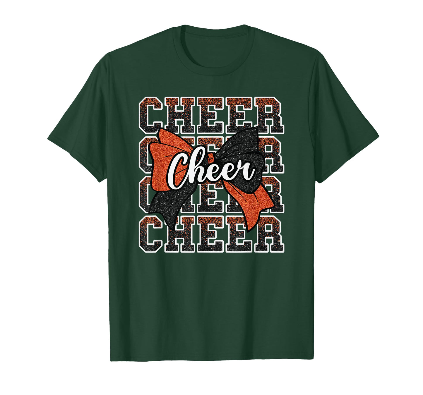 Orange Black Bow Cheer Sport Cheerleader Cheerleading Team T-Shirt