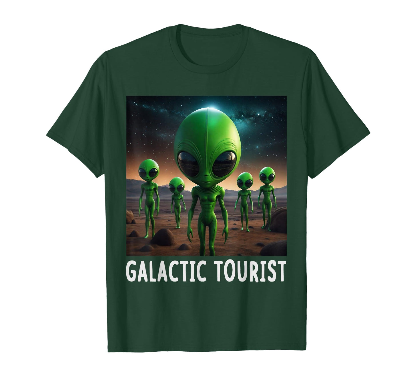Funny Aliens Galactic Tourist Spaceship UFO Men Women Kids T-Shirt