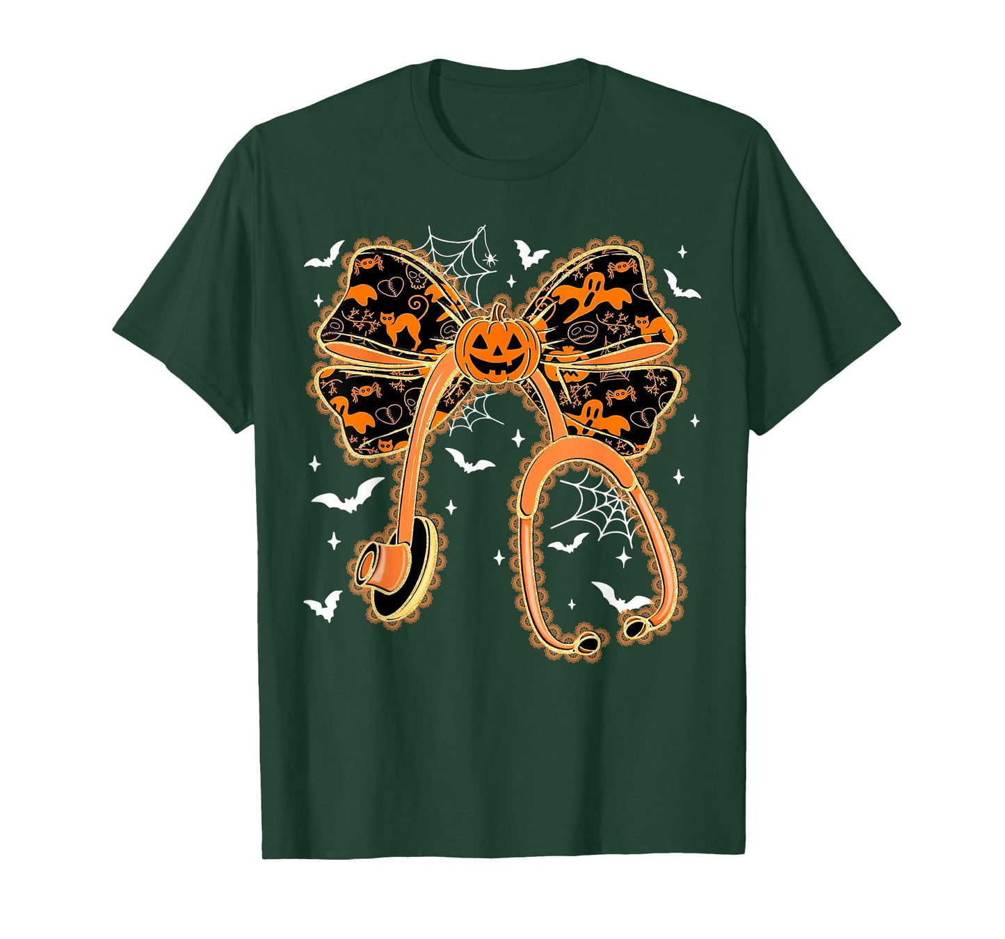 Spooky Nurse Stethoscope Bow Ghost Halloween Costume RN CNA T-Shirt