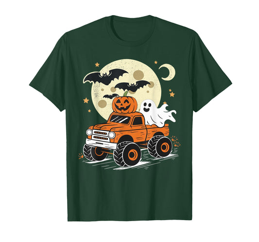 Monster Truck Ghost Pumpkin Halloween for Men Women Kids T-Shirt