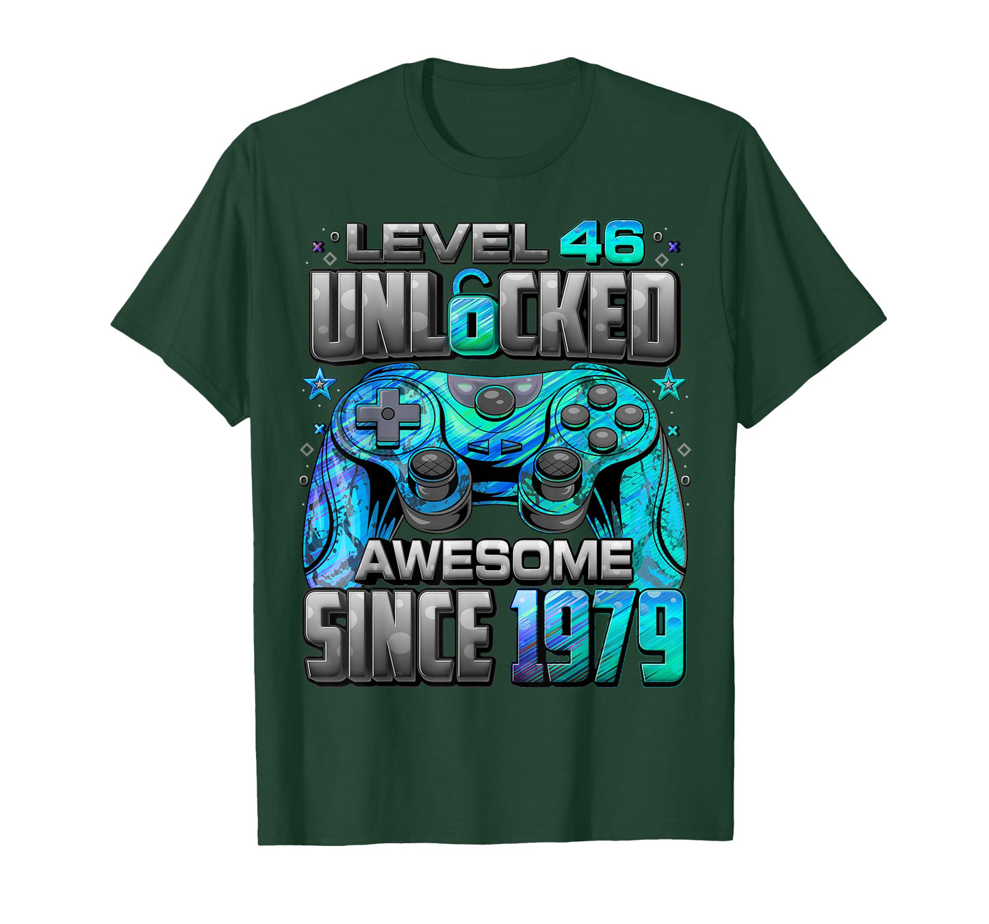 Level 46 Unlocked Awesome Since 1979 46th Birthday Gaming T-Shirt