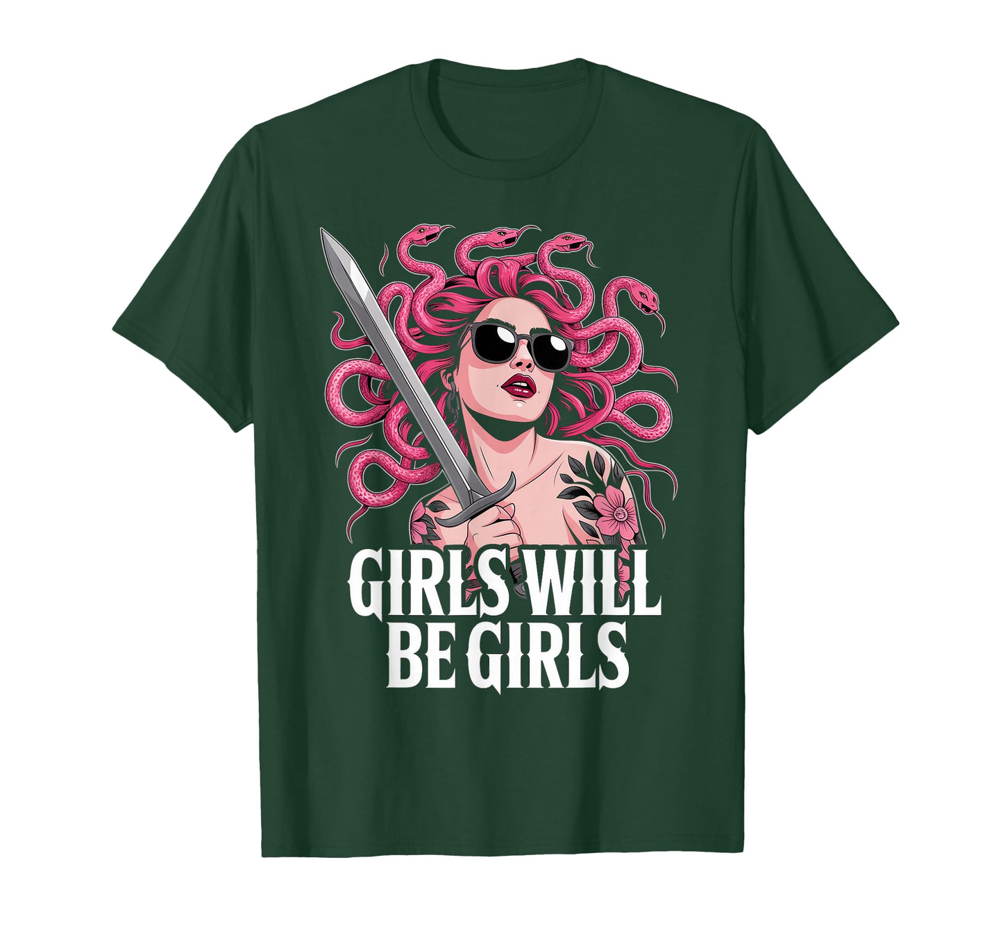 Girls Medusa Greek Mythology Goddess Female Medusa T-Shirt