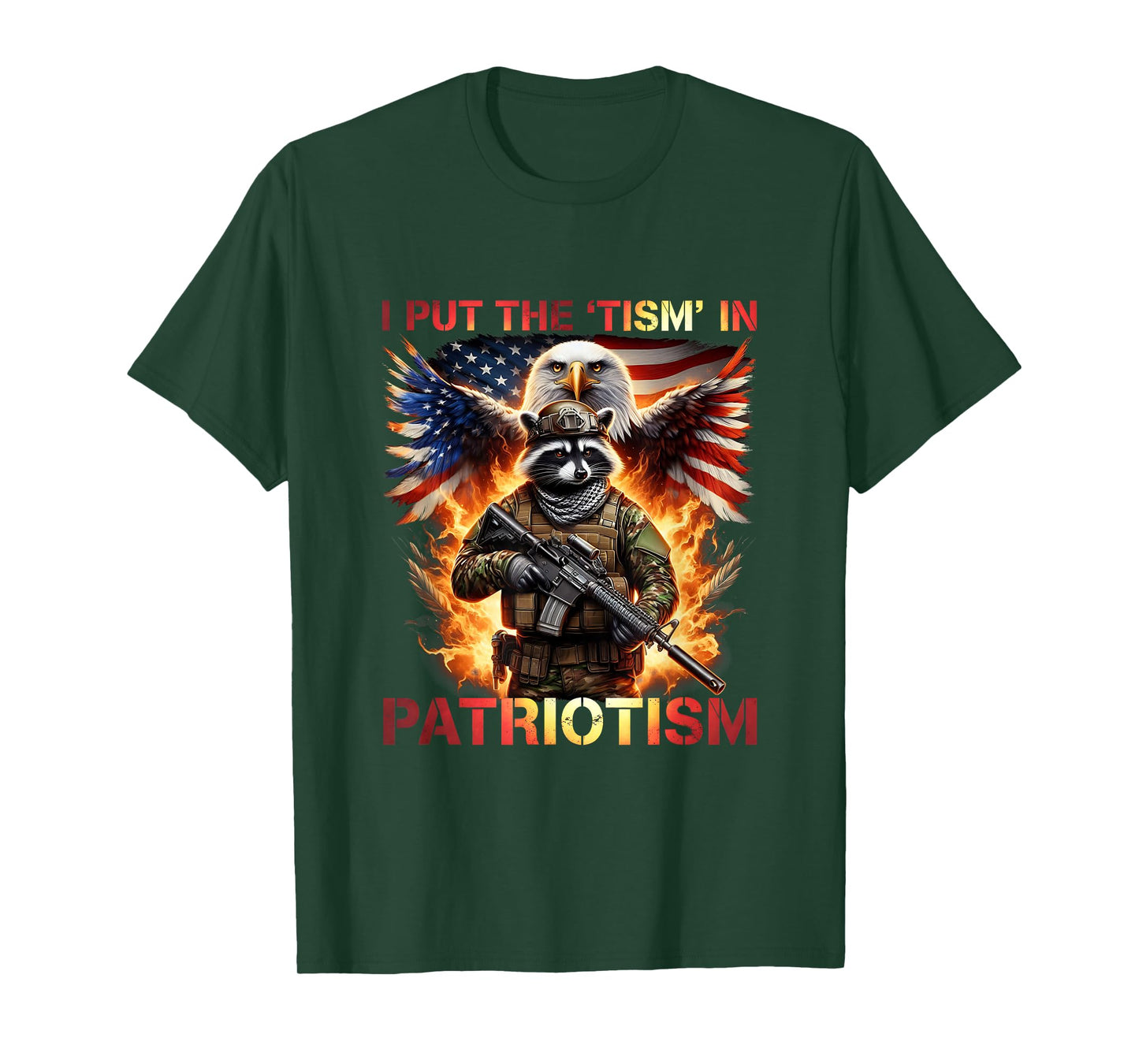 Raccoon USA Flag Put The “Tism” in Patriotism Retro Eagle T-Shirt