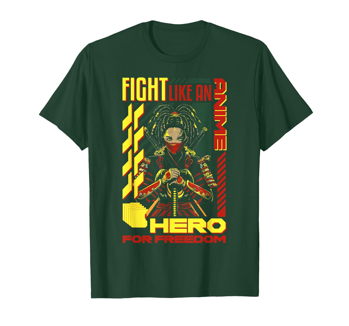 Fight Like An Anime Hero Freedom Black Anime Girl Juneteenth T-Shirt