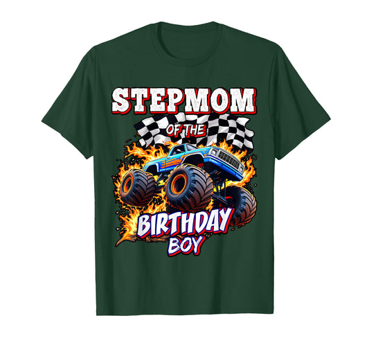 Stepmom of the Birthday Boy Monster Truck Birthday Novelty T-Shirt