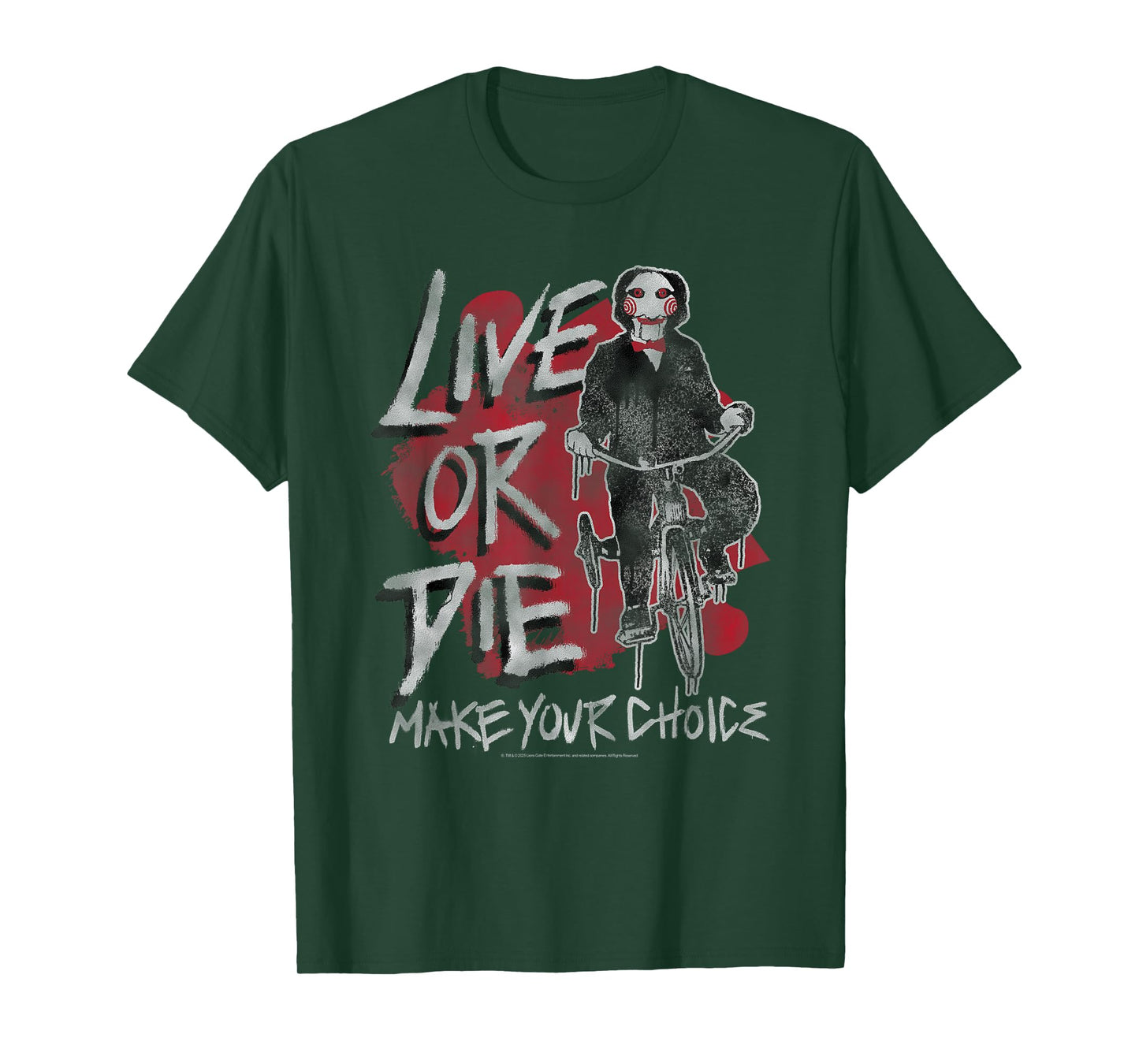 Saw Live or Die Jigsaw on Tricycle Horror Movie T-Shirt