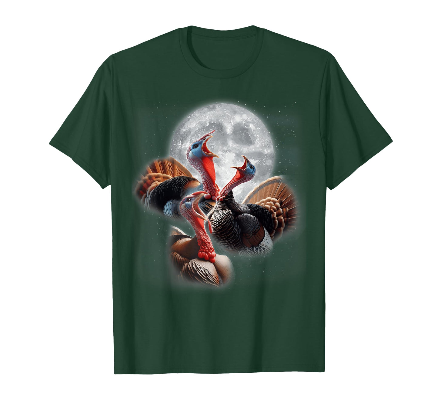 3 Turkeys Howling at The Moon Funny Turkey Hunting Lover T-Shirt