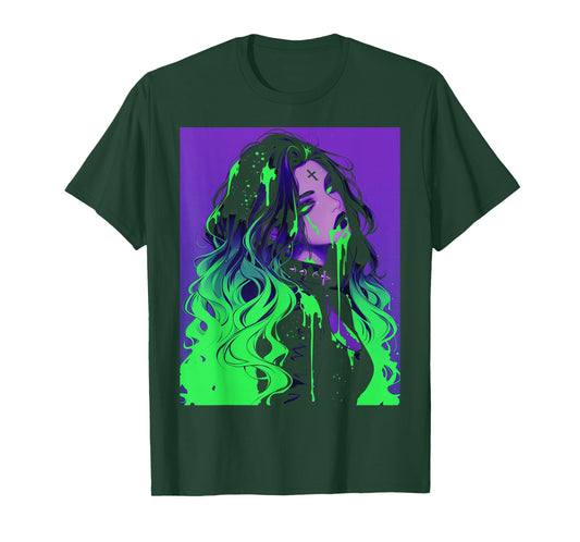 Cybergoth Cybercore Grunge Punk Goth Girl Alt Anime Manga T-Shirt