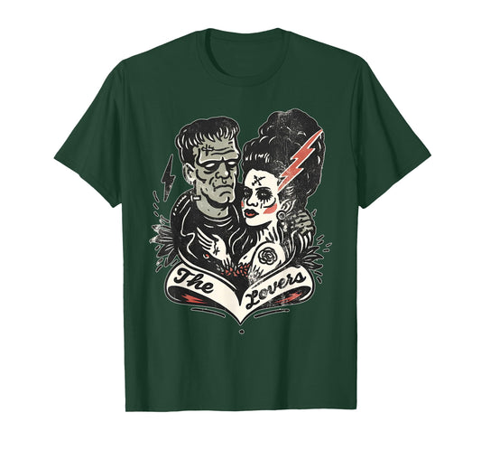 The Lovers Frankenstein & Bride Tarot Card Vintage Horror T-Shirt