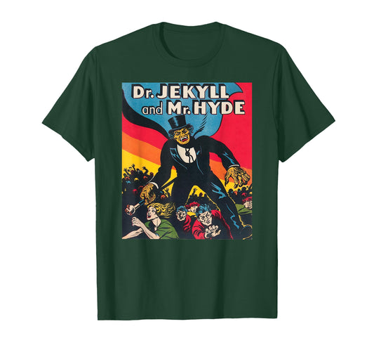 Dr. Jekyll & Mr. Hyde T-Shirt Art - Retro Halloween Monster T-Shirt