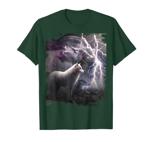 Lightning Wolf Howling At The Moon T-Shirt