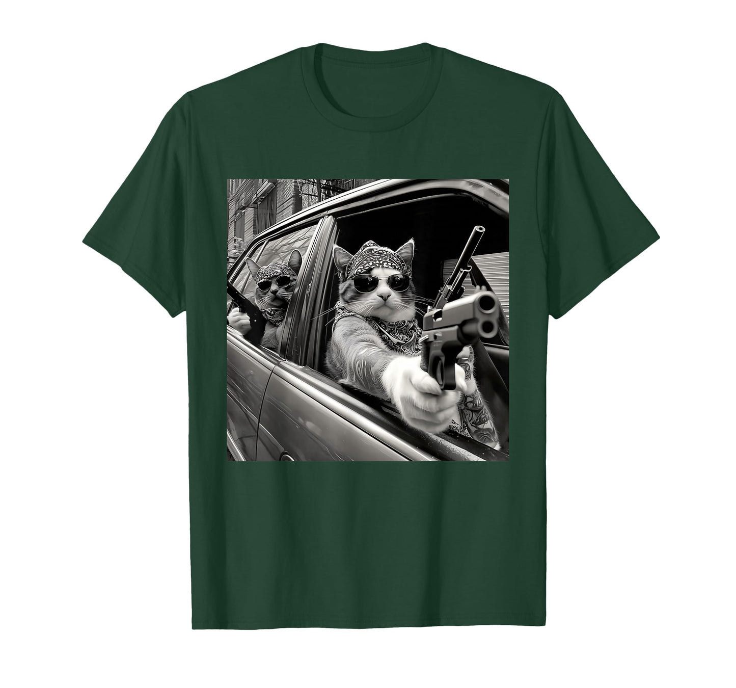 Funny Vintage Gangster Cat Meme Cat Dad Women Graphic Tee T-Shirt