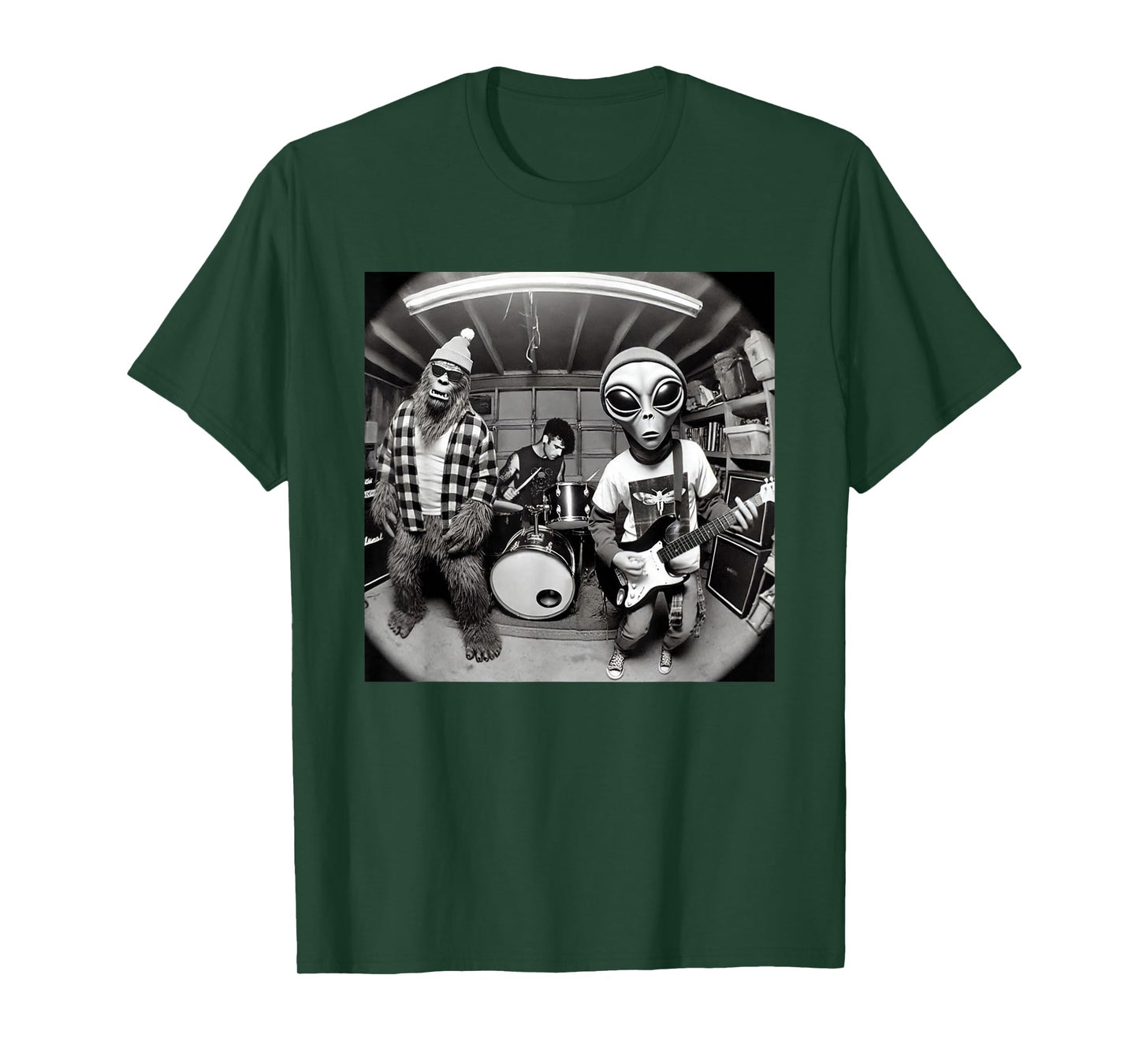 Garage Band Funny Bigfoot Alien 90s Grunge Rock Sasquatch T-Shirt