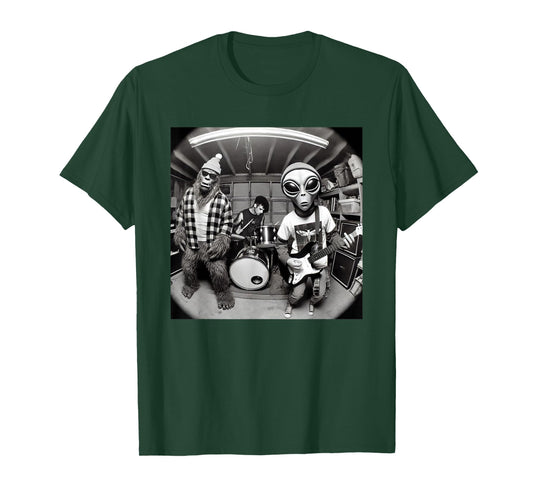 Garage Band Funny Bigfoot Alien 90s Grunge Rock Sasquatch T-Shirt