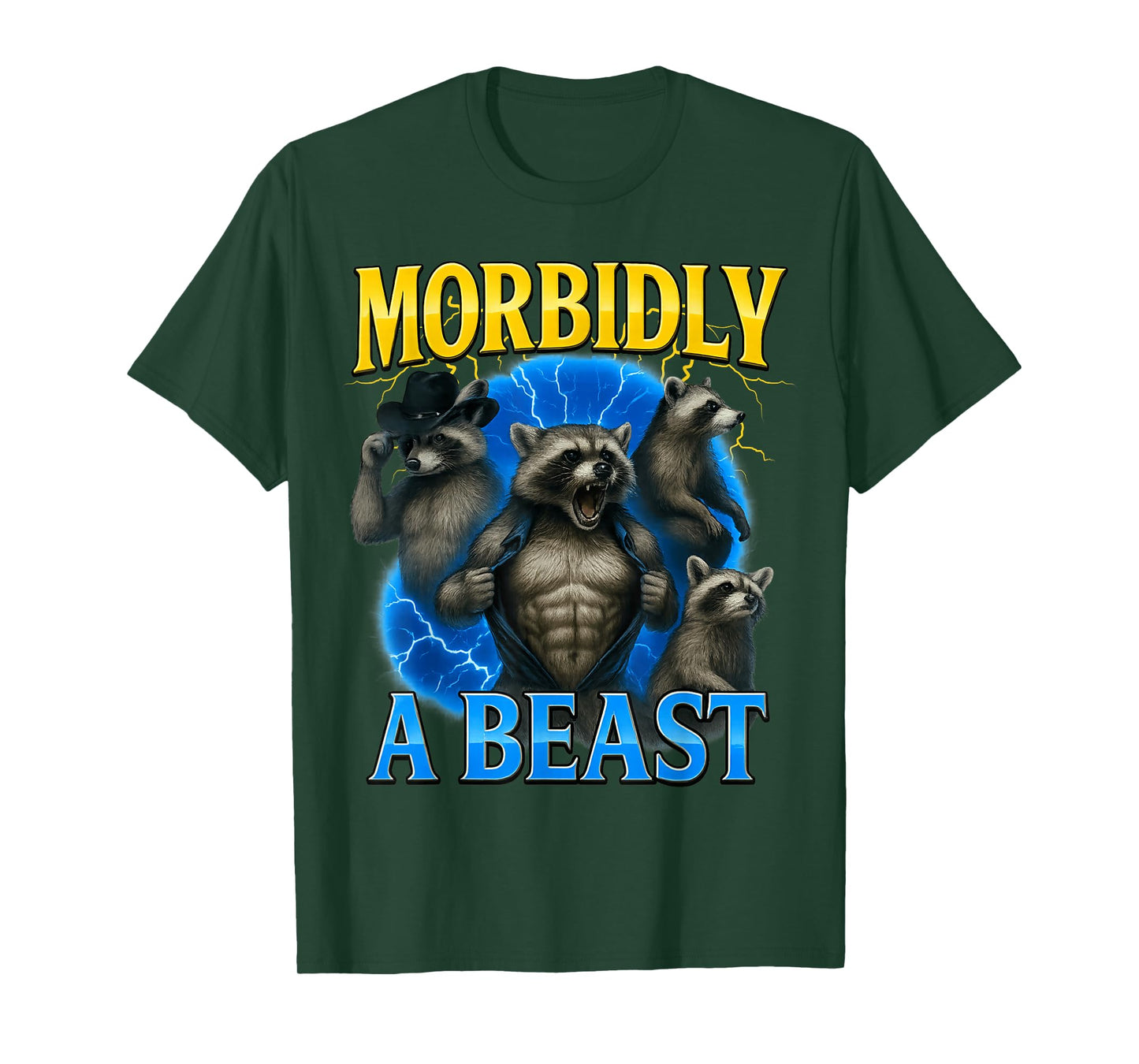 Morbidly A Beast Alpha Funny Raccoon Bootleg Funny 90s Memes T-Shirt