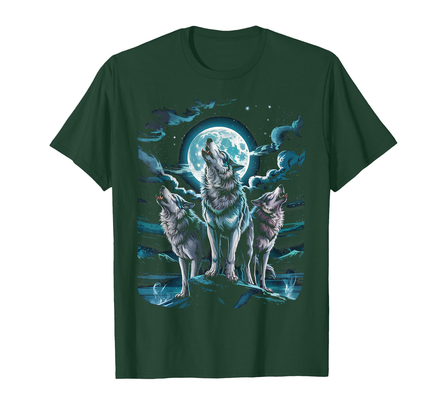 3 Dire Wolf In The Moon White Wolf Animal Dire Wolf T-Shirt
