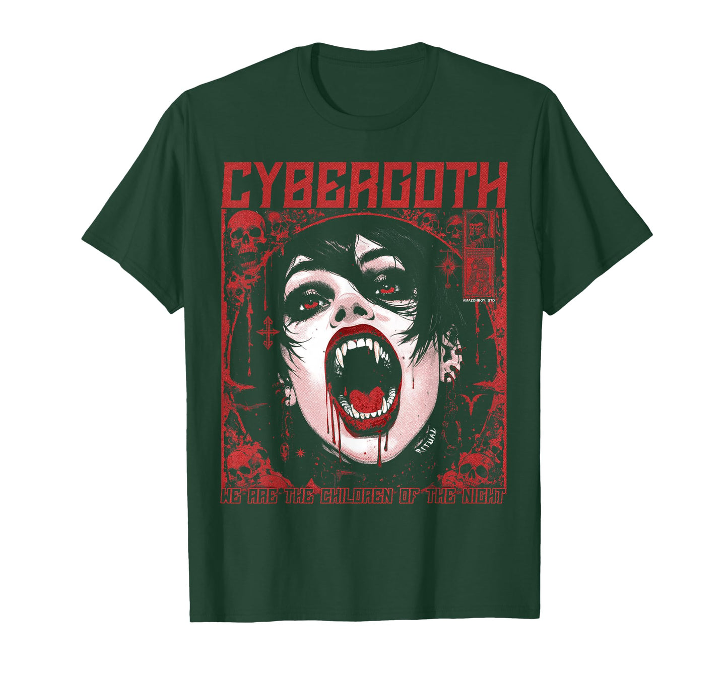 Cybergoth Creepy Manga Anime Gothic Vampire Alt Goth Grunge T-Shirt
