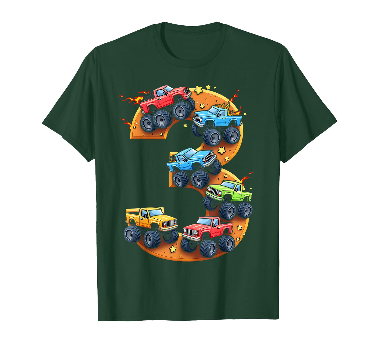 3 Year Old Monster Truck Boy Toddler 3rd Birthday Party T-Shirt