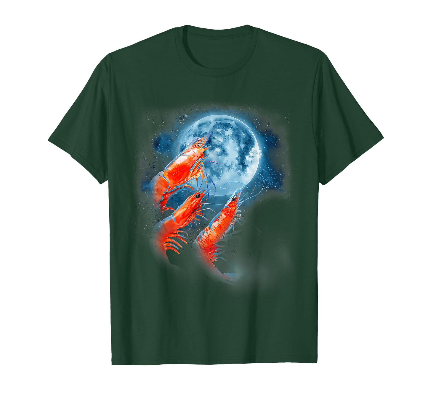 Three Shrimp Moon | Funny 3 Shrimp Howling Moon Men Women T-Shirt