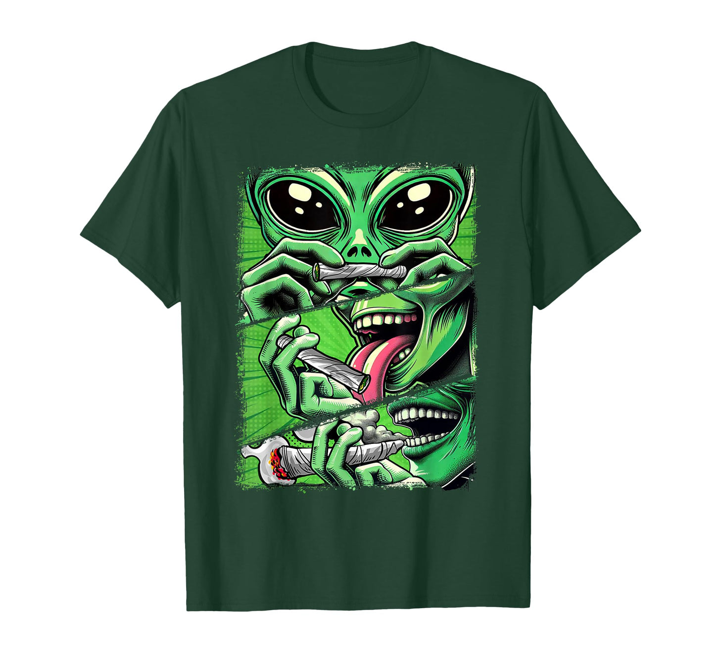 Cannabis Weed Lover Stoner Babe 420 Alien Smoking Weed T-Shirt