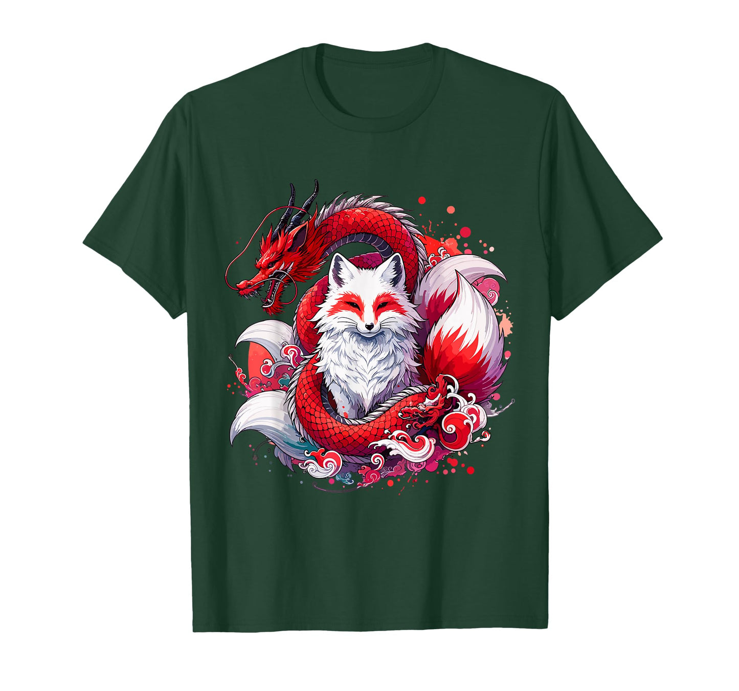 Nine-tailed Fox Kitsune Dragon Japanese T-Shirt