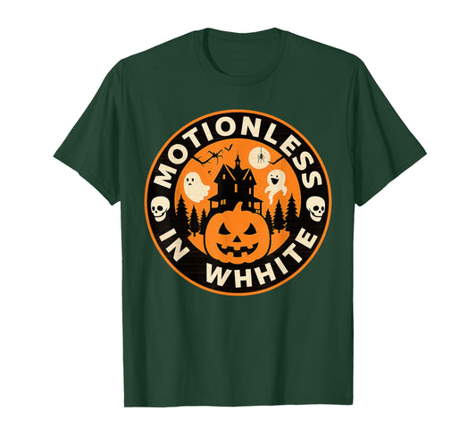 Halloween Pumpkin Scary Funny Motionlesses in White Costume T-Shirt