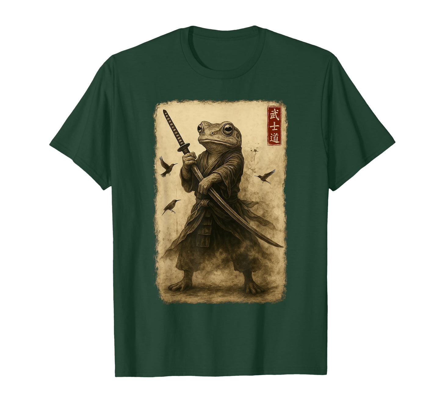 Samurai Frog Japanese Art Warrior Frog Bushido Katana T-Shirt