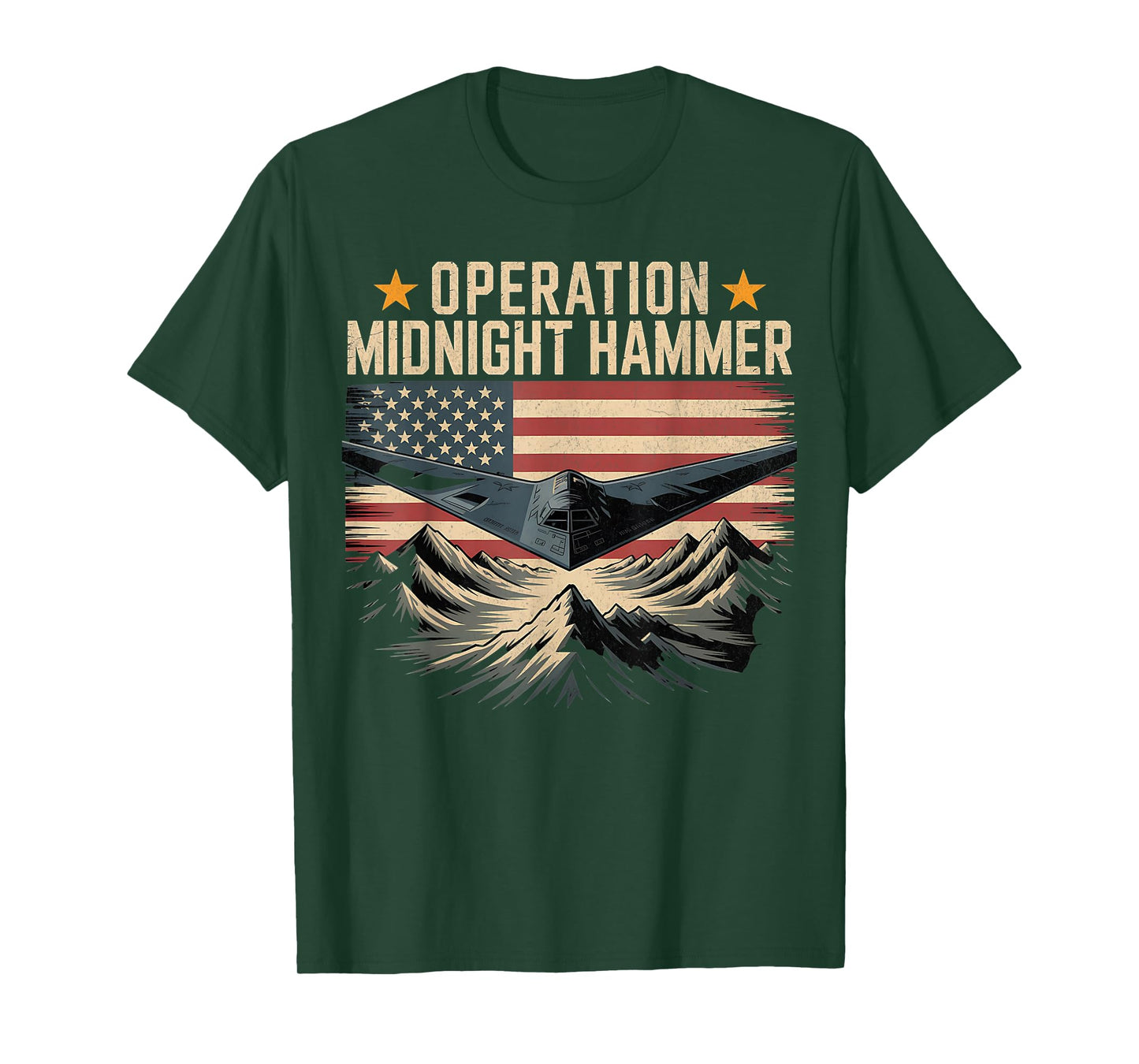 Retro Operation Midnight Hammer B-2 Jet with American Flag T-Shirt