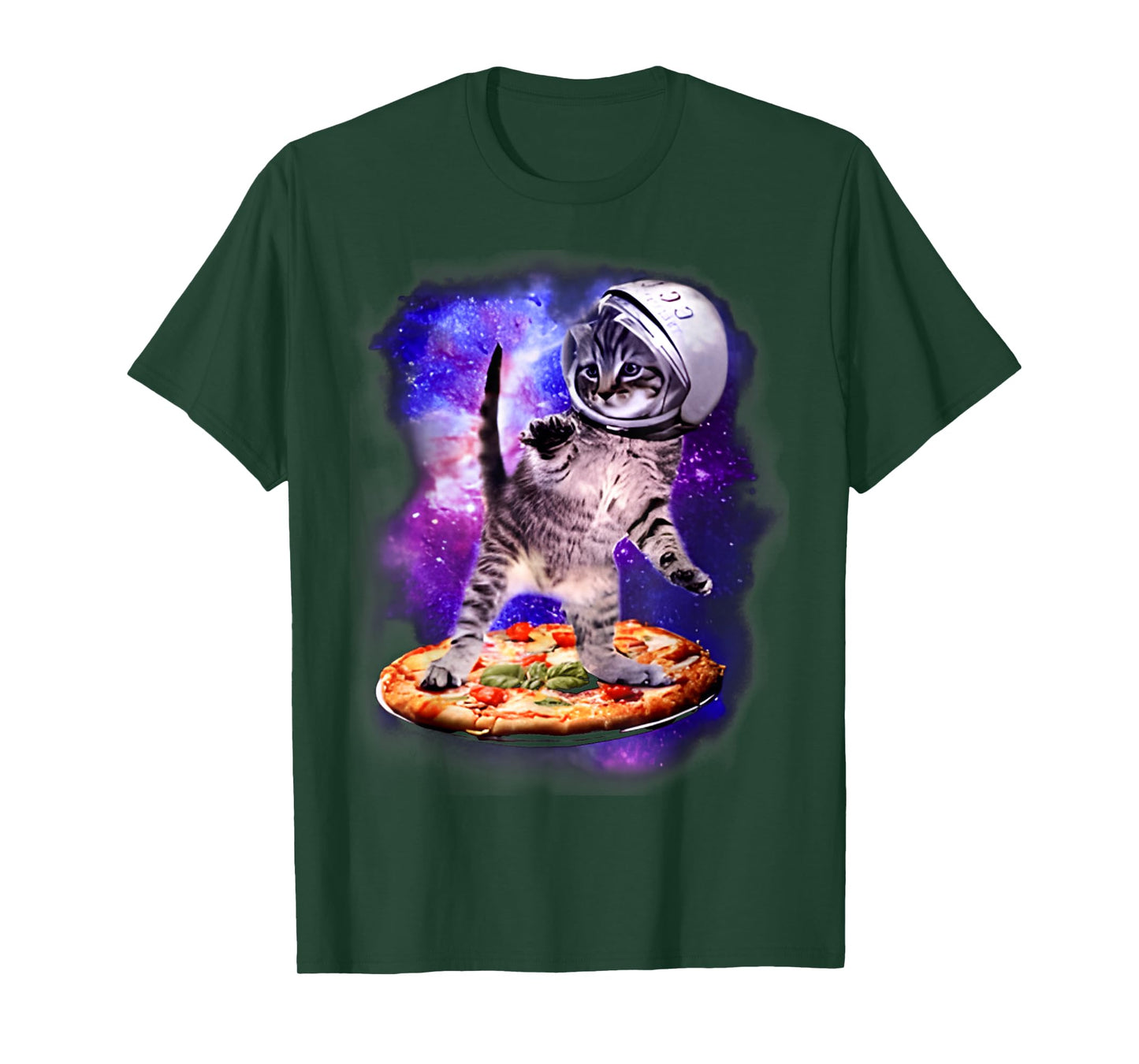 Silly Cat Flying A Pizza Astronaut Kitten Space & FUNNY Cats T-Shirt