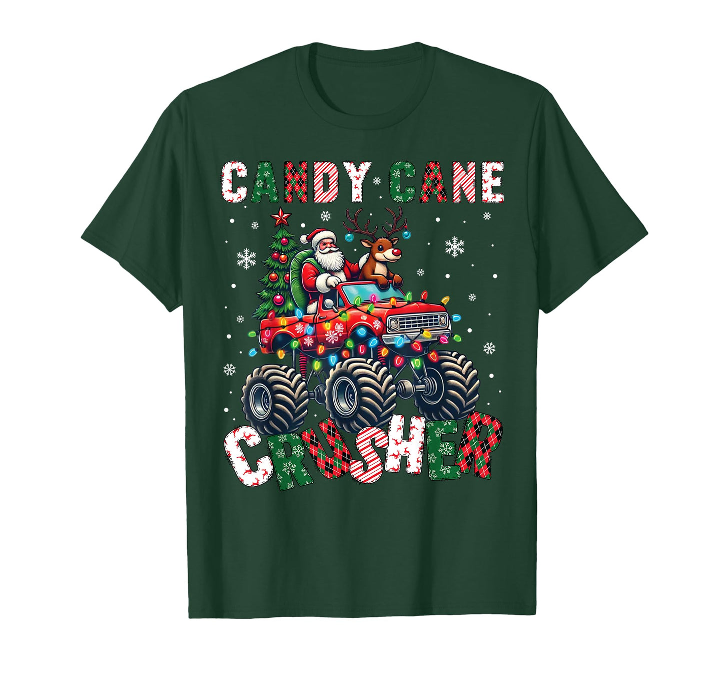 Christmas Candy Cane Crusher Xmas Monster Truck Toddler Boys T-Shirt