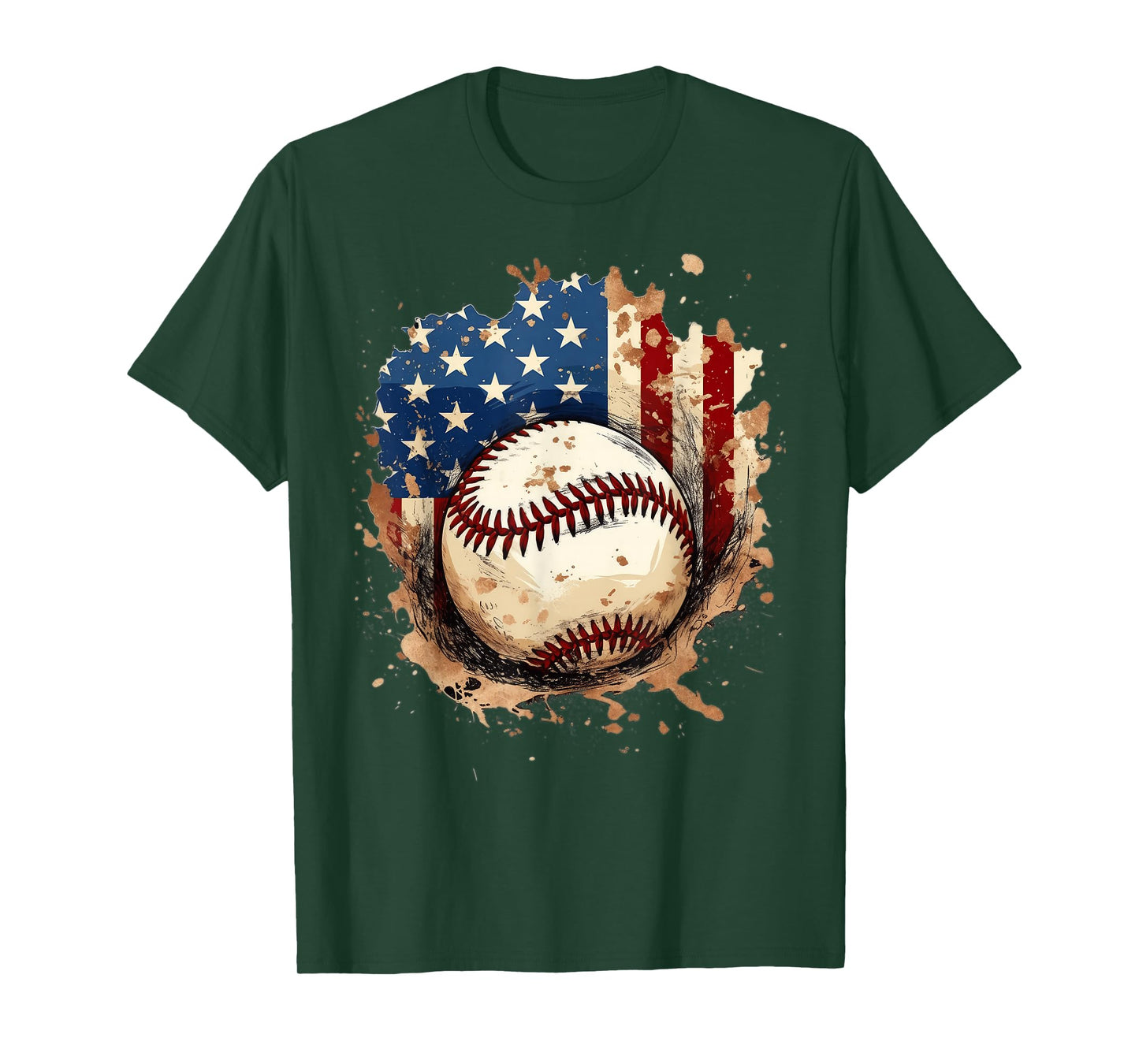Patriotic Baseball 4th of July Men USA American Flag Boys T-Shirt