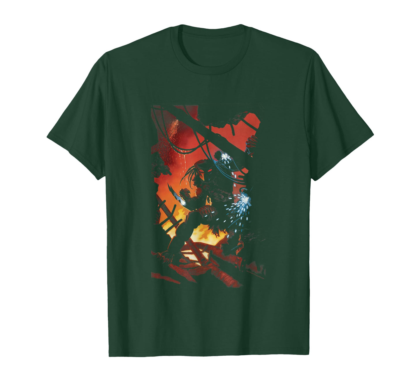 Aliens Iconic Predator Action Silhouette Big Chest Poster T-Shirt