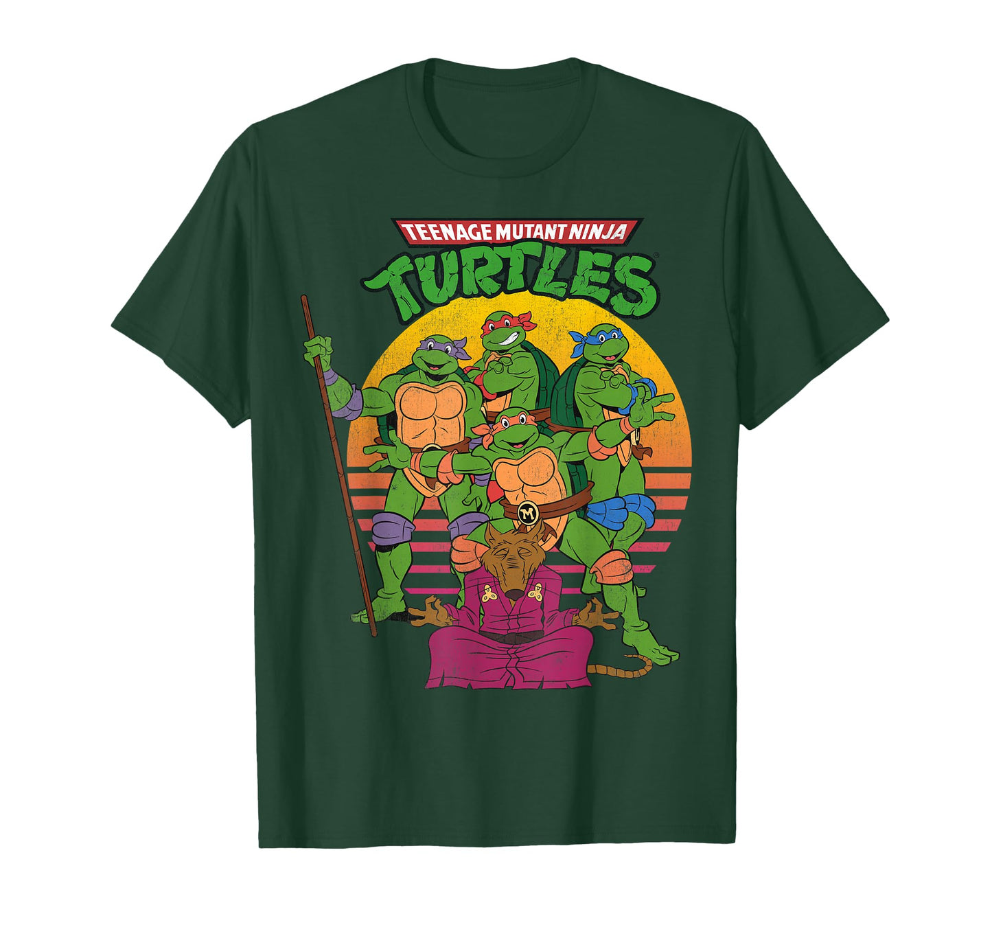 Teenage Mutant Ninja Turtles Retro Sun Group Tee-Shirt T-Shirt