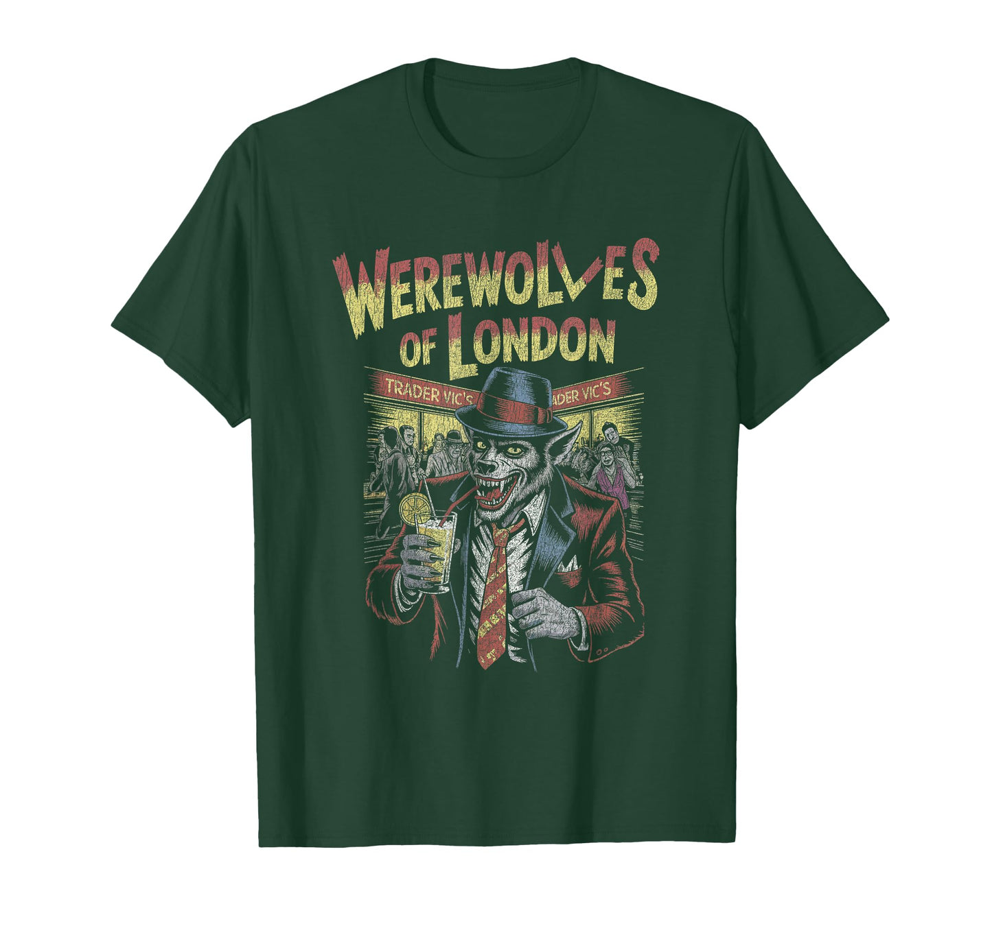Werewolf of London Drinking Cocktail in Nightclub Scene T-Shirt