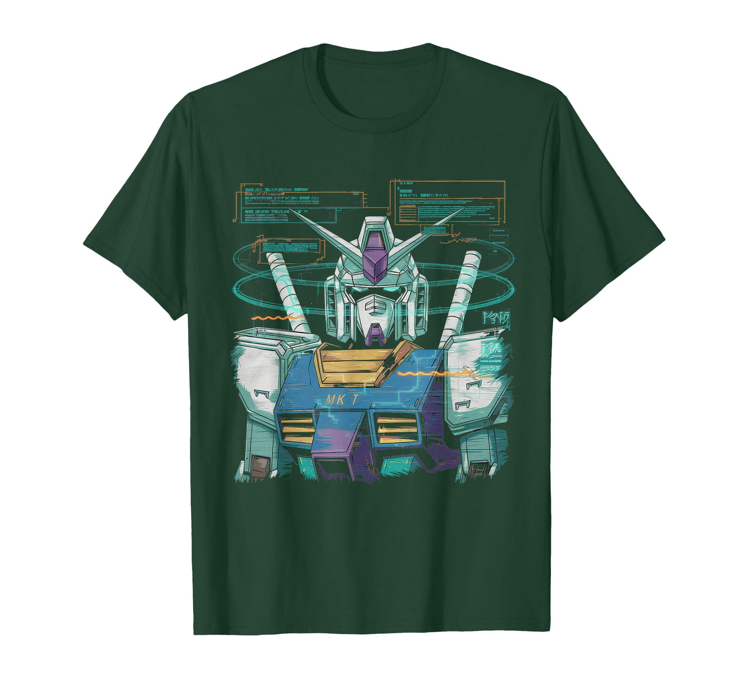 Mecha Tshirt Japanese Mecha Robot Head Anime Art Ukiyo-E T-Shirt