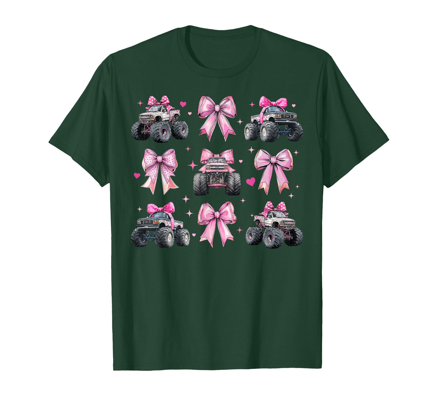 Monster Truck 4 Wheeler Offroad Girl Coquette Bow Pink Mom T-Shirt