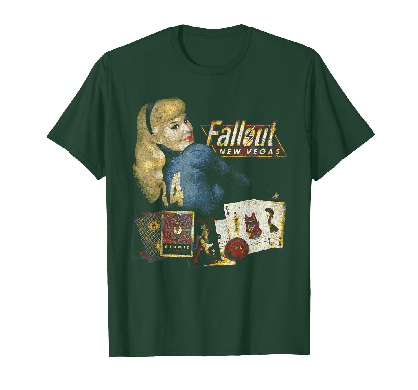 Fallout New Vegas Vintage Distressed Pinup Casino Video Game T-Shirt
