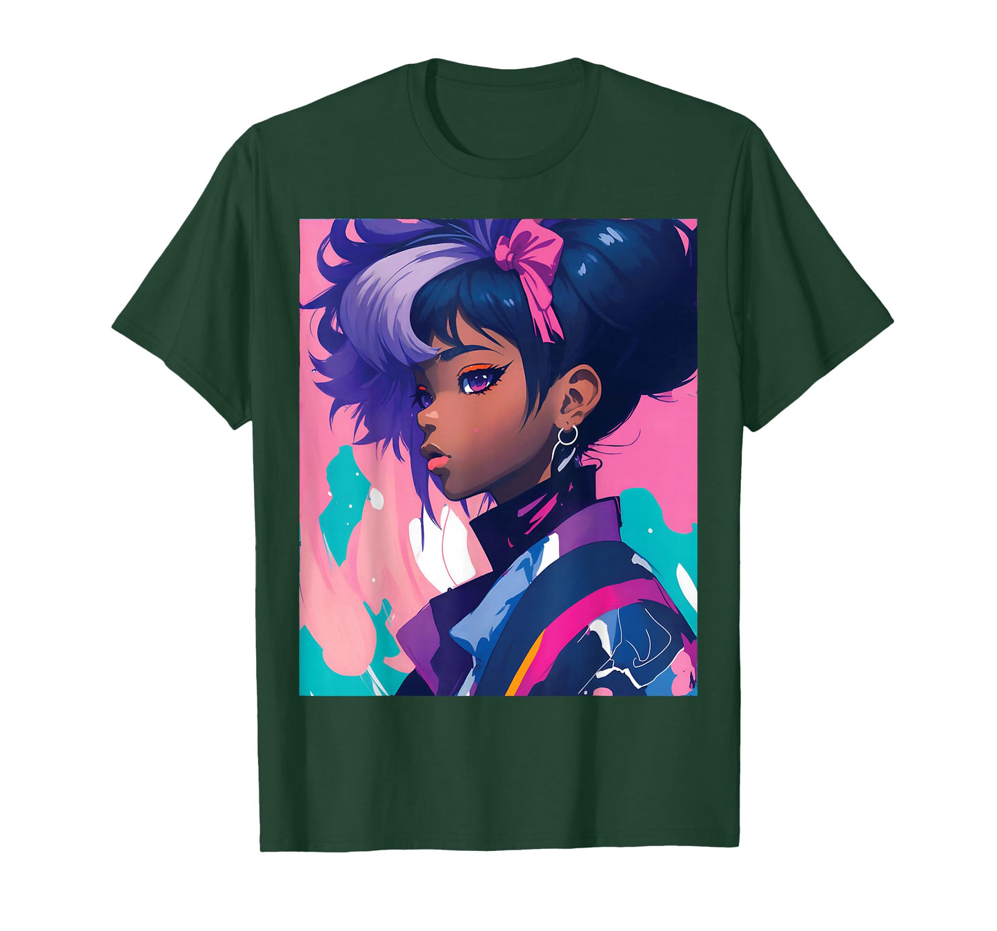 Black Anime Girl Kawaii Waifu Aesthetic Japanese T-Shirt