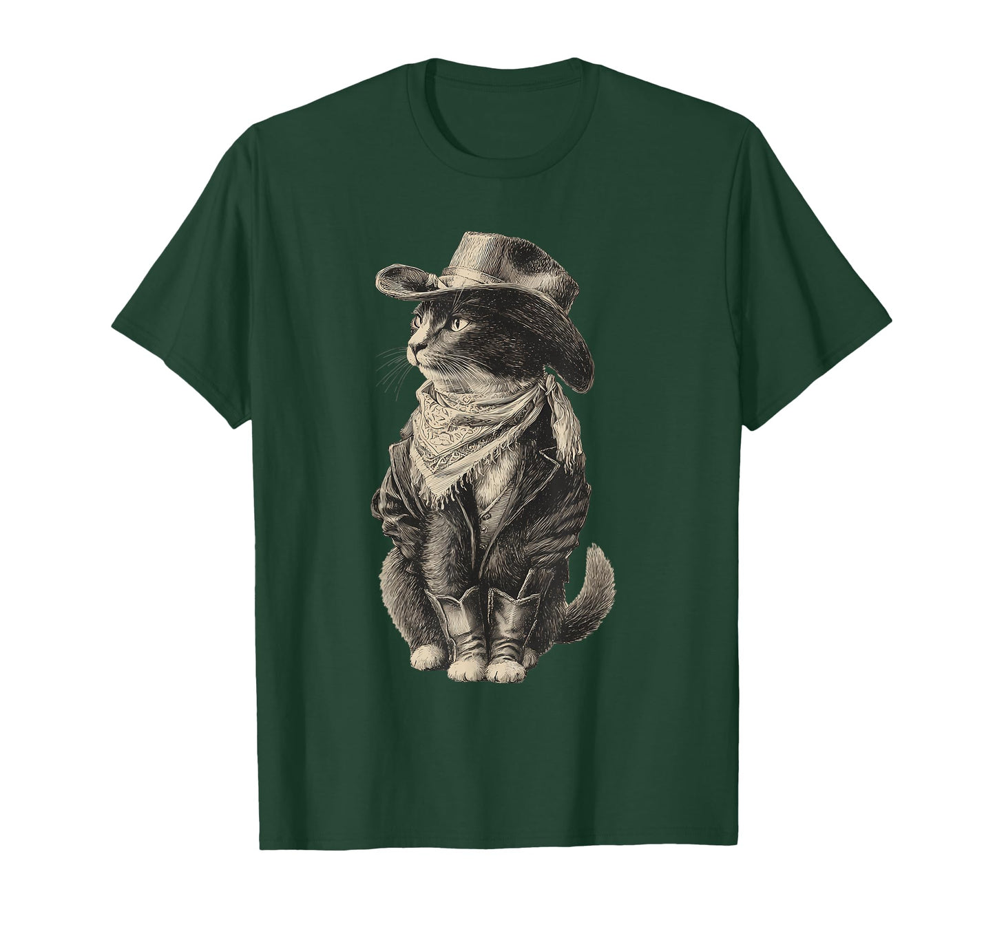 Country Western Vintage Cowgirl Funny Cowboy Cat T-Shirt