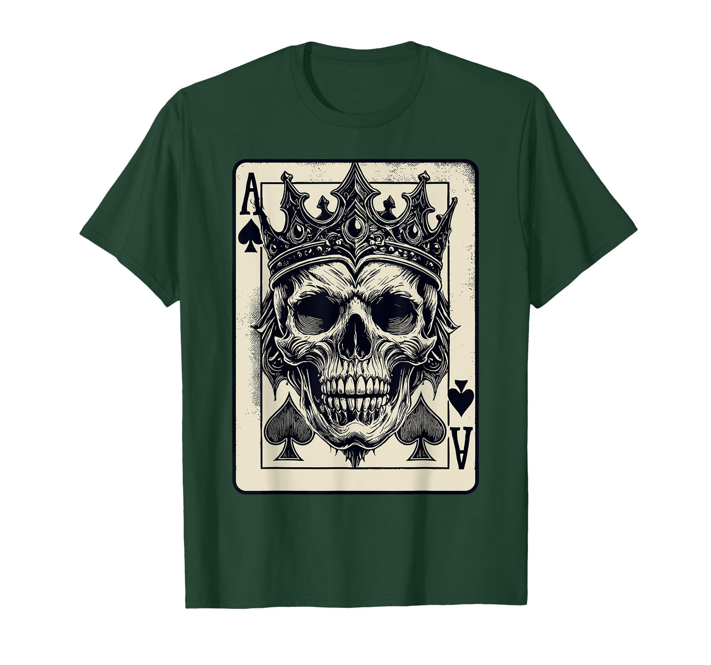 Goth Punk skull Ace Of Spades Card Gambler Skeleton T-Shirt