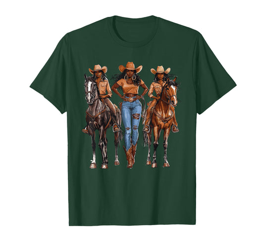 Black African American Cowgirl Western Country Texas Rodeo T-Shirt