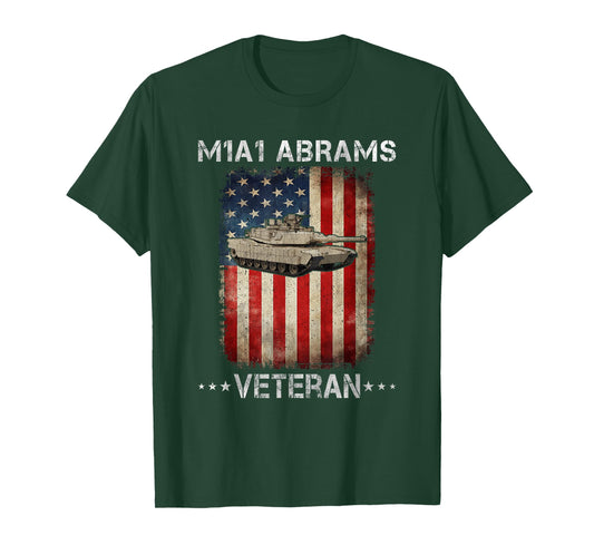 M1A1 Abrams Tank Veteran Main Battle Tank American Flag Women Men T-Shirt